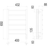 Полотенцесушитель TERMINUS Классик П6 400x650 электро (хром) - Превью изображения №3 — Интернет-магазин Time-Shop