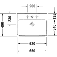 Умывальник Duravit ME by Starck 65x49 [2335650000] - Превью изображения №3 — Интернет-магазин Time-Shop