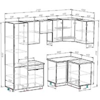 Готовая кухня ВерсоМебель Эко-2 1.2x2.7 правая (белый фасадный/ст.золотистый дуб) - Превью изображения №5 — Интернет-магазин Time-Shop