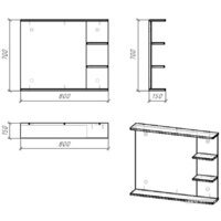 Зеркало Doratiz Гавайи 80 2711.158 (с полками справа) - Превью изображения №15 — Интернет-магазин Time-Shop