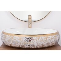 Умывальник Rea Meryl (белый/золотой) - Превью изображения №4 — Интернет-магазин Time-Shop