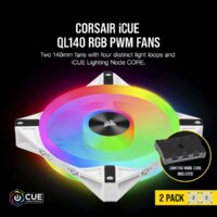 Комплект вентиляторов для корпуса Corsair iCUE QL140 RGB White Dual Pack CO-9050106-WW - Превью изображения №15 — Интернет-магазин Time-Shop