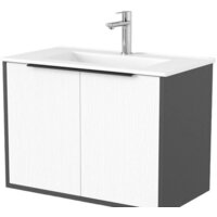 Дабер Тумба под умывальник 018 70 Т18.7.0.20Ч (белый древесный/серый/ручка черная)