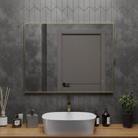  Roxen Зеркало Frida c подсветкой 510215-90 (90x70) в тонком металлическом профиле в цвете брашированное золото - Превью изображения №2 — Интернет-магазин Time-Shop