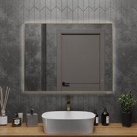  Roxen Зеркало Frida c подсветкой 510215-90 (90x70) в тонком металлическом профиле в цвете брашированное золото - Превью изображения №4 — Интернет-магазин Time-Shop