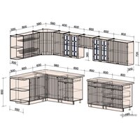 Готовая кухня Интерлиния Берес 1.7x3.6 левая (дуб лазурный/дуб серый/серый каспий) - Превью изображения №3 — Интернет-магазин Time-Shop