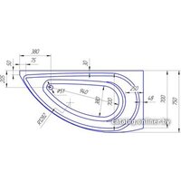 Ванна 1Марка Piccolo 150x75L (с каркасом) - Превью изображения №4 — Интернет-магазин Time-Shop