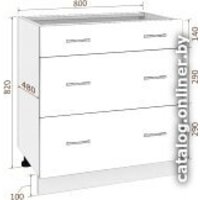 Шкаф напольный Кортекс-мебель Корнелия Лира НШ80р3ш без столешницы (венге) - Превью изображения №3 — Интернет-магазин Time-Shop