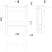 Полотенцесушитель TERMINUS Классик П6 400x650 с полкой нп электро (хром) - Превью изображения №3 — Интернет-магазин Time-Shop