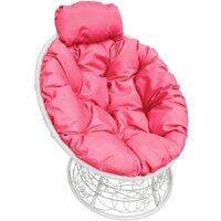 M-Group Папасан мини 12070108 (белый ротанг/розовая подушка)