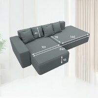 Угловой диван Лига диванов Лига-079 левый 129813L (рогожка амур 07 серый) - Превью изображения №9 — Интернет-магазин Time-Shop