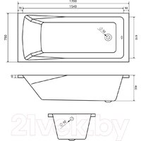 Ванна Lauter Aurora 170x75 21010075 (с ножками, лицевым и торцевым экранами) - Превью изображения №16 — Интернет-магазин Time-Shop