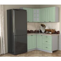 Готовая кухня Интерлиния Мила Деко 1.2x1.6 (мята/травертин серый) - Превью изображения №2 — Интернет-магазин Time-Shop