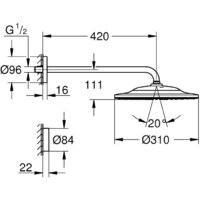 Верхний душ Grohe Rainshower Smartconnect 310 26640000 - Превью изображения №7 — Интернет-магазин Time-Shop