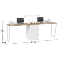 Стол Трия Порто СМ-393.15.013 с тумбой (белый жемчуг/яблоня беллуно/белый софт) - Превью изображения №2 — Интернет-магазин Time-Shop