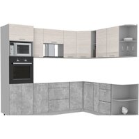 Интерлиния Мила Лайт 1.88x2.6 правая без столешницы (вудлайн кремовый/бетон)