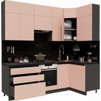 Готовая кухня ВерсоМебель Эко Премиум 1.2x2.4 правая (пудровый/ст. тунис) - Превью изображения №2 — Интернет-магазин Time-Shop