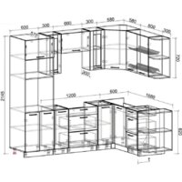 Готовая кухня Интерлиния Мила 1.68x2.4 правая без столешницы (белый платинум) - Превью изображения №2 — Интернет-магазин Time-Shop