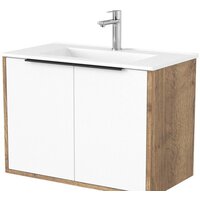 Дабер Тумба под умывальник 018 70 Т18.7.0.21Ч (дуб галифакс/белый/ручка черная)