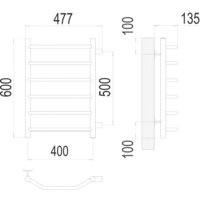 Полотенцесушитель TERMINUS Виктория П6 400x600 бп (хром) - Превью изображения №3 — Интернет-магазин Time-Shop