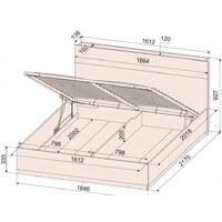Кровать Интерлиния Loft LT-К160 160x200 (дуб золотой-антрацит) - Превью изображения №5 — Интернет-магазин Time-Shop