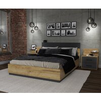 Кровать Интерлиния Loft LT-К160 160x200 (дуб золотой-антрацит) - Превью изображения №3 — Интернет-магазин Time-Shop