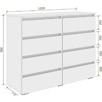 Комод Кортекс-мебель Бари 120 8ш (белый/белый/дуб сонома) - Превью изображения №5 — Интернет-магазин Time-Shop