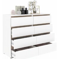 Комод Кортекс-мебель Бари 120 8ш (белый/белый/дуб сонома) - Превью изображения №2 — Интернет-магазин Time-Shop