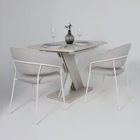 Стул с подлокотниками Алвест AV 433 (светло-серый бархат H-09/белый) - Превью изображения №4 — Интернет-магазин Time-Shop