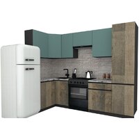 ВерсоМебель Эко-7 1.2x2.6 левая (сумеречный голубой/дуб гранж песочный/ст.альберика)