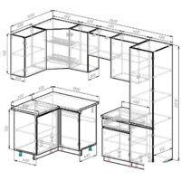 Готовая кухня ВерсоМебель Эко-7 1.2x2.6 левая (сумеречный голубой/дуб гранж песочный/ст.альберика) - Превью изображения №6 — Интернет-магазин Time-Shop