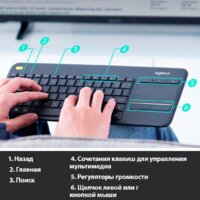 Клавиатура Logitech K400 Plus 920-007145 (черный, нет кириллицы) - Превью изображения №3 — Интернет-магазин Time-Shop