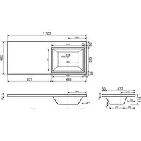 Умывальник Эстет Даллас 130, правая (белый) - Превью изображения №5 — Интернет-магазин Time-Shop