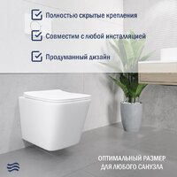 Унитаз подвесной Lauter Square 214903 + GROHE Rapid SL 38721001 + GROHE 37131000 (овальная, хром) - Превью изображения №6 — Интернет-магазин Time-Shop
