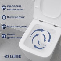 Унитаз подвесной Lauter Square 214903 + GROHE Rapid SL 38721001 + GROHE 37131000 (овальная, хром) - Превью изображения №4 — Интернет-магазин Time-Shop