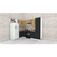 Готовая кухня ВерсоМебель Эко-2 1.2x2.7 левая (дуб крафт золотой/антрацит/ст.золотистый дуб) - Превью изображения №2 — Интернет-магазин Time-Shop