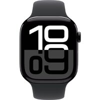 Умные часы Apple Watch Series 10 46 мм (алюминиевый корпус, черный/черный, спортивный силиконовый ремешок S/M) - Превью изображения №2 — Интернет-магазин Time-Shop