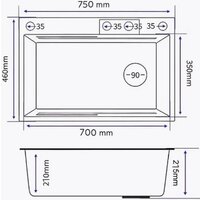 Кухонная мойка MARRBAXX B7546-R Decor B7546-DMR (графит/темно-серый) - Превью изображения №4 — Интернет-магазин Time-Shop