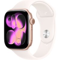 Apple Watch Series 11 46 мм (алюминиевый корпус, розовое золото/легкие румяна, спортивный силиконовый ремешок S/M)