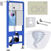 Унитаз подвесной Roxen Antares Tornado в комплекте с инсталляцией StounFix Dual Fresh 6 в 1 968346 (кнопка: пастель бежевый) - Превью изображения №1 — Интернет-магазин Time-Shop