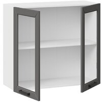 Шкаф навесной Трия Лорас 1В8С (белый/холст вулкан) - Превью изображения №2 — Интернет-магазин Time-Shop