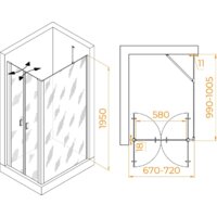 Душевой уголок RGW PA-144B (PA-104B+Z-050-2B+O-204B) 060814470-14 70x100 (черный/прозрачное стекло) - Превью изображения №2 — Интернет-магазин Time-Shop