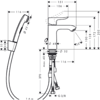 Смеситель с лейкой для биде Hansgrohe Metris 31285000 - Превью изображения №2 — Интернет-магазин Time-Shop