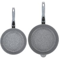Набор сковород Elan Gallery Гармония вкуса +крышки 120591+2 (4пр, серый мрамор) - Превью изображения №2 — Интернет-магазин Time-Shop
