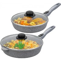 Набор сковород Elan Gallery Гармония вкуса +крышки 120591+2 (4пр, серый мрамор) - Превью изображения №5 — Интернет-магазин Time-Shop