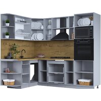 Готовая кухня Интерлиния Тренд 1.68x2.4 ВТ левая (океан/океан/дуб бунратти) - Превью изображения №2 — Интернет-магазин Time-Shop