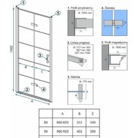 Душевая дверь Rea Molier 80 REA-K8537 (черный/прозрачное стекло) - Превью изображения №4 — Интернет-магазин Time-Shop