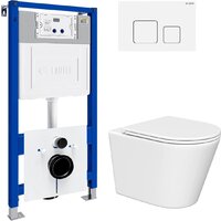 Унитаз подвесной Lauter Longer 2110822 с кнопкой 219702F (квадратная, белый) - Превью изображения №2 — Интернет-магазин Time-Shop