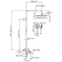 Душевая система  Wasserkraft A185.254.155.WM - Превью изображения №3 — Интернет-магазин Time-Shop