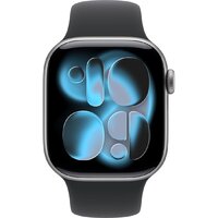 Умные часы Apple Watch Series 11 42 мм (алюминиевый корпус, космический серый/черный, спортивный силиконовый ремешок M/L) - Превью изображения №2 — Интернет-магазин Time-Shop